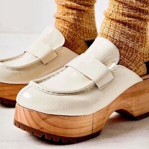 Free People Corbin Loafer Clog Heel Off White NEW 7US